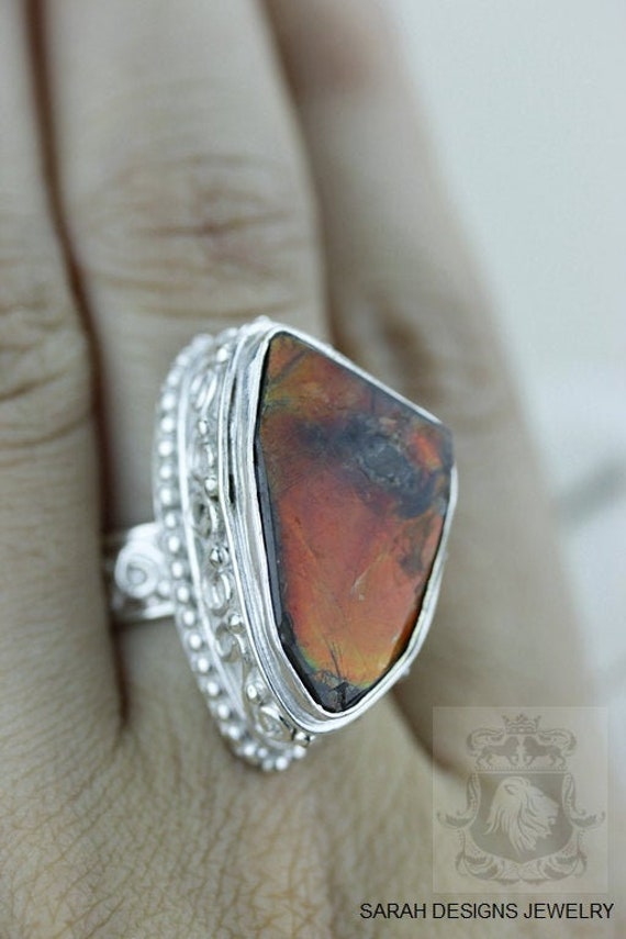 Größe 6 Vintage Setting Canadian Ammolite Fein 925 Sterling Silber Ring | Nickel Frei R1554 von SarahsDesignJewelry