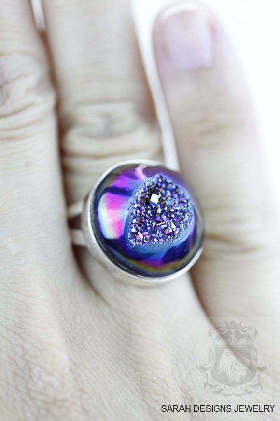 Größe 6.5 Titanium Drusy Druzy Fein 925 Sterling Silber Ring | Nickel Frei R1125 von SarahsDesignJewelry