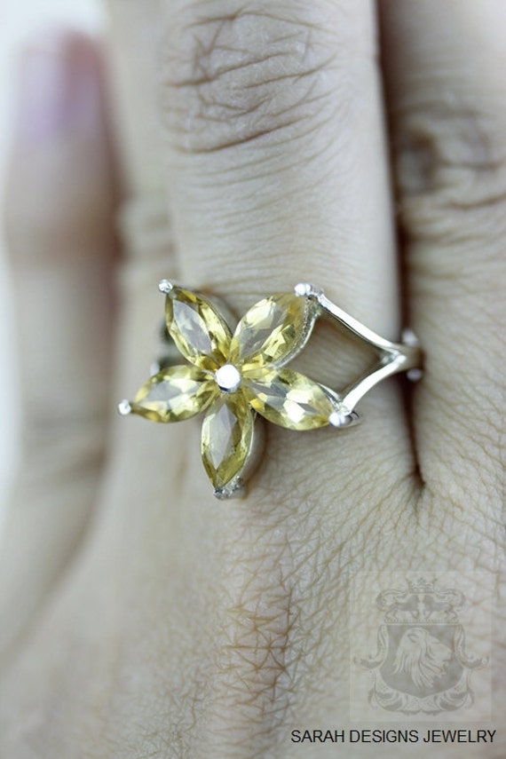 Größe 7 Blumenform Citrin Fein 925 Sterling Silber Ring | Nickel Frei R925 von SarahsDesignJewelry