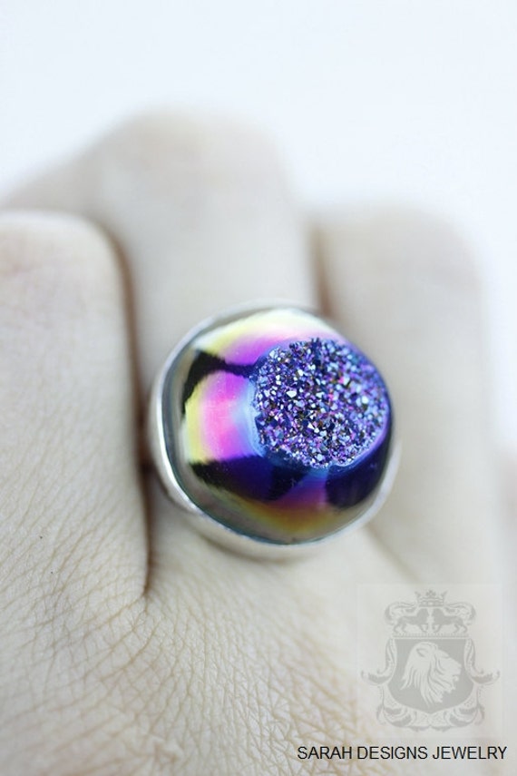 Größe 7 Titanium Fenster Drusy Druzy Fein 925 Sterling Silber Ring | Nickel Frei R1410 von SarahsDesignJewelry