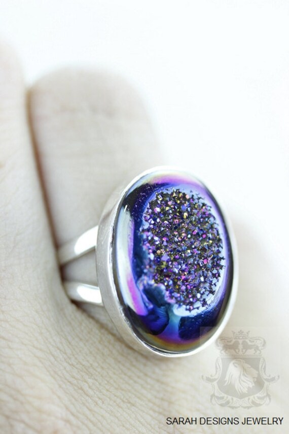 Größe 7 Titanium Fenster Drusy Fein 925 Sterling Silber Ring | Nickel Frei R1149 von SarahsDesignJewelry