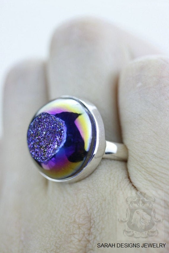 Größe 7.5 Titanium Fenster Drusy Druzy Fein 925 Sterling Silber Ring | Nickel Frei R1196 von SarahsDesignJewelry