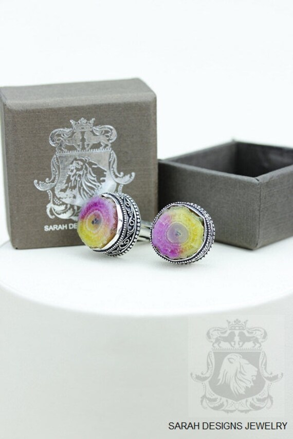 Herren Manschettenknöpfe Achat Geode Drusy Stalaktit Vintage Accessoires von SarahsDesignJewelry