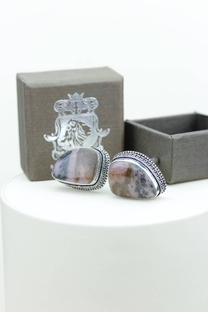 Vintage Filigrane Antike 925 Sterling Silber Unisex Manschettenknopf Herren Manschettenknöpfe Rhodonit Accessoires von SarahsDesignJewelry