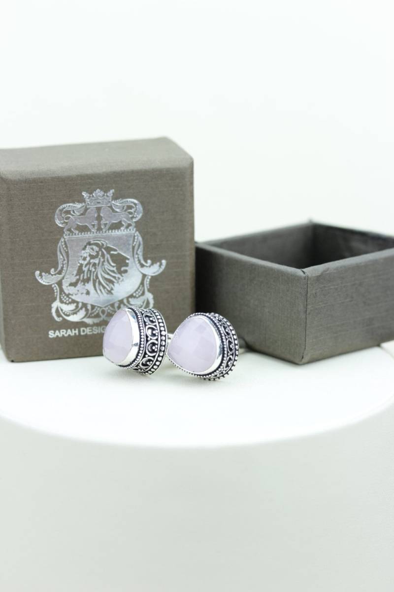 Vintage Filigrane Antike 925 Sterling Silber Unisex Manschettenknopf Herren Manschettenknöpfe Rosenquarz Accessoires von SarahsDesignJewelry