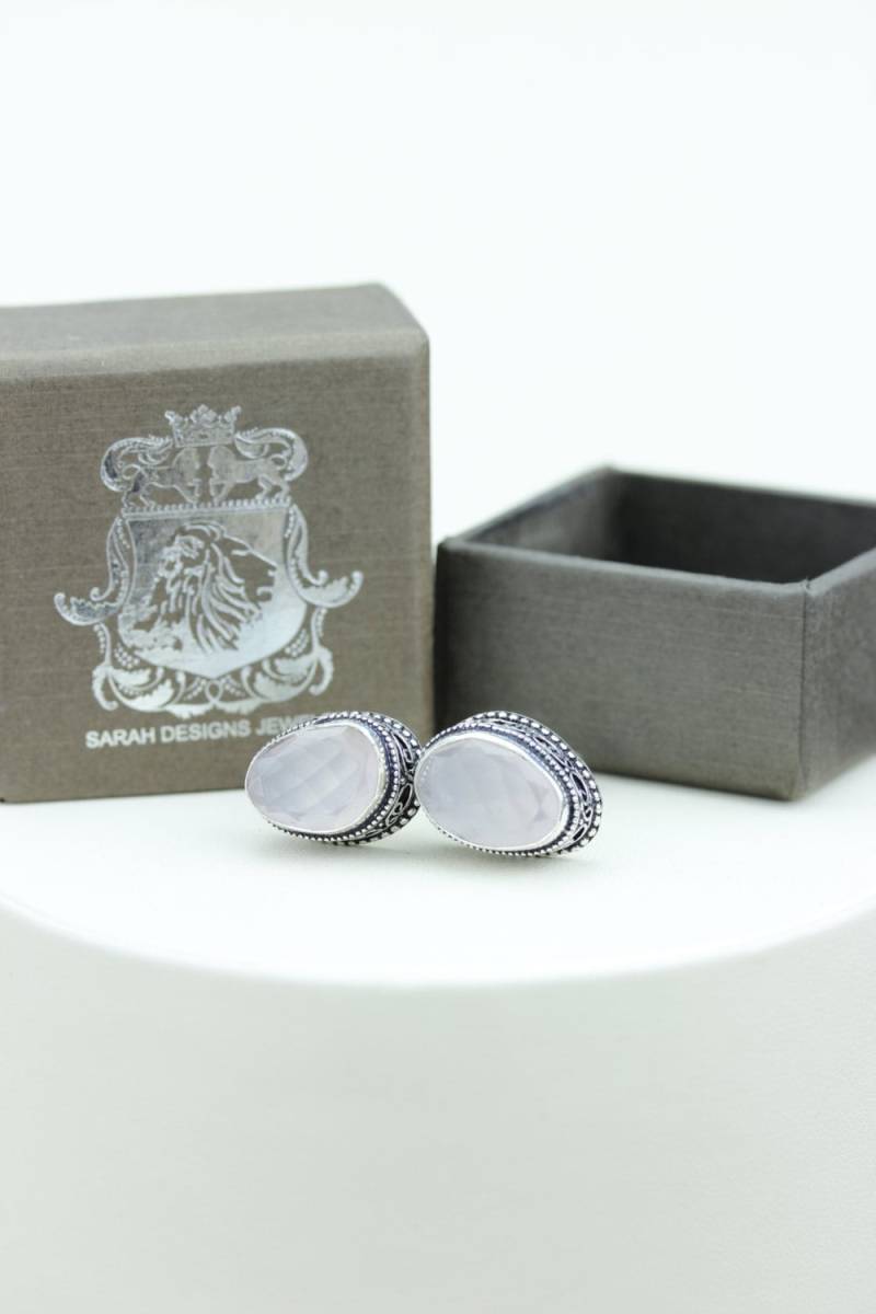 Vintage Filigrane Antike 925 Sterling Silber Unisex Manschettenknopf Herren Manschettenknöpfe Rosenquarz Accessoires von SarahsDesignJewelry