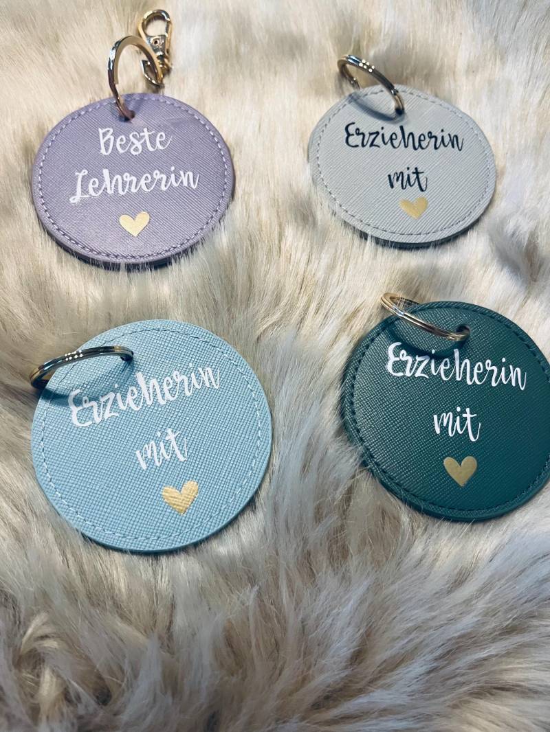 Schlüsselanhänger/Kunstleder Mit Druck /Geschenkidee /Lehrerin Hebamme /Erzieher/Personalisier Uvm von SarahsPlottBar