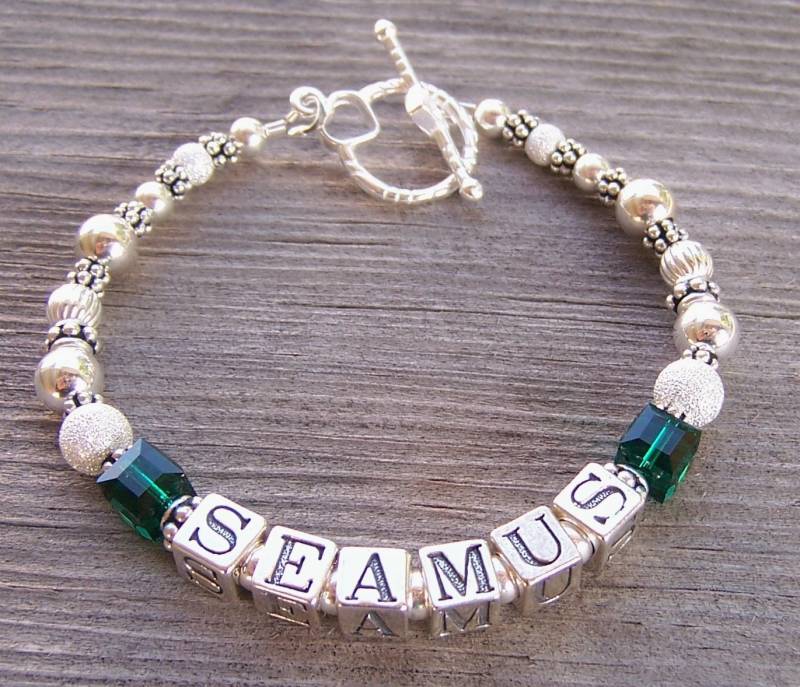 Einzelstrang Mamas Armband Maßgefertigt Mit Sterling Silber Und Kristall von Saralibbey