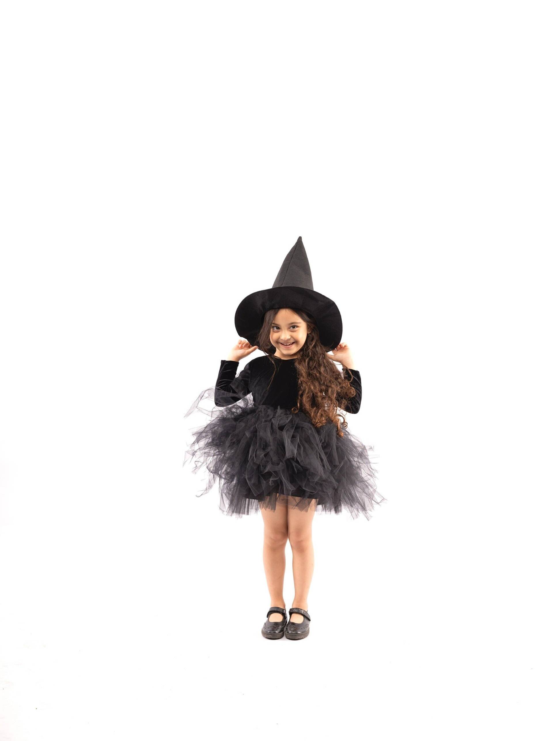 Kinder Hexe Kostüm Mit Hut, Mädchen Halloween Kostüm, Schwarz Gothic Outfit Kinder Hexe Kostüm Mit Hut, Mädchen Halloween Kostüm, Schwarz Gothic Outfit von SaramiaAtelier