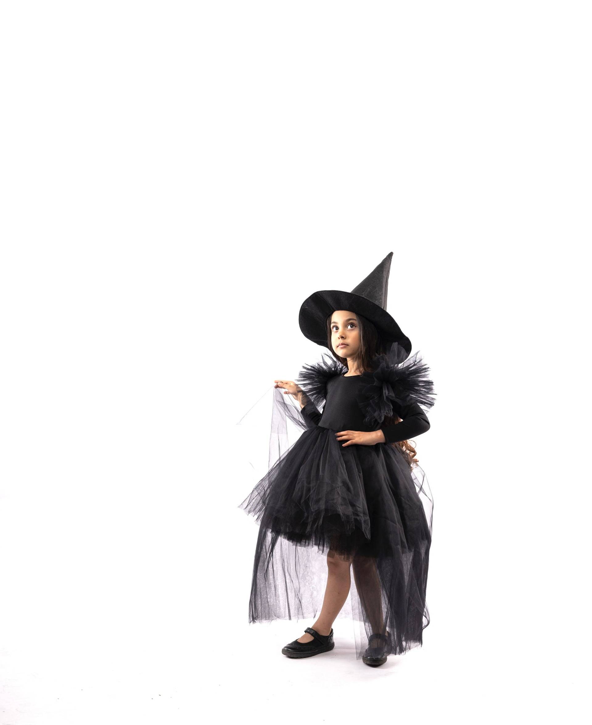 Kinder Schwarzes Hexenkostüm, Mädchen-Halloween-Kostümkleid, Mädchen-Hexenkostüm Mit Hut, Kinder-Halloween-Kostüm Kinder Schwarzes Hexenkostüm, Mädchen-Halloween-Kostümkleid, Mädchen-Hexenkostüm Mit Hut, Kinder-Halloween-Kostüm von SaramiaAtelier