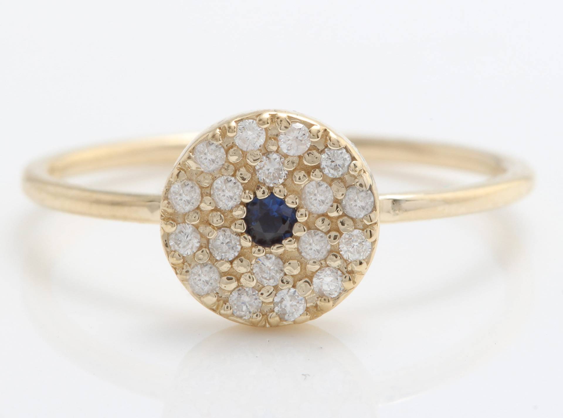 0.25 Karat Natürlicher Blauer Saphir Und Diamant in 14K Solidem Gelbgoldring von Saranied81