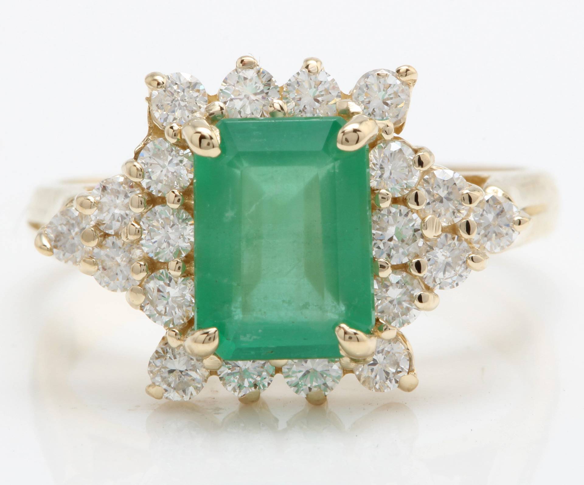 2, 65 Karat Natürlicher Smaragd Und Diamanten in 14K Massiv Gelbgold Damen Ring von Saranied81