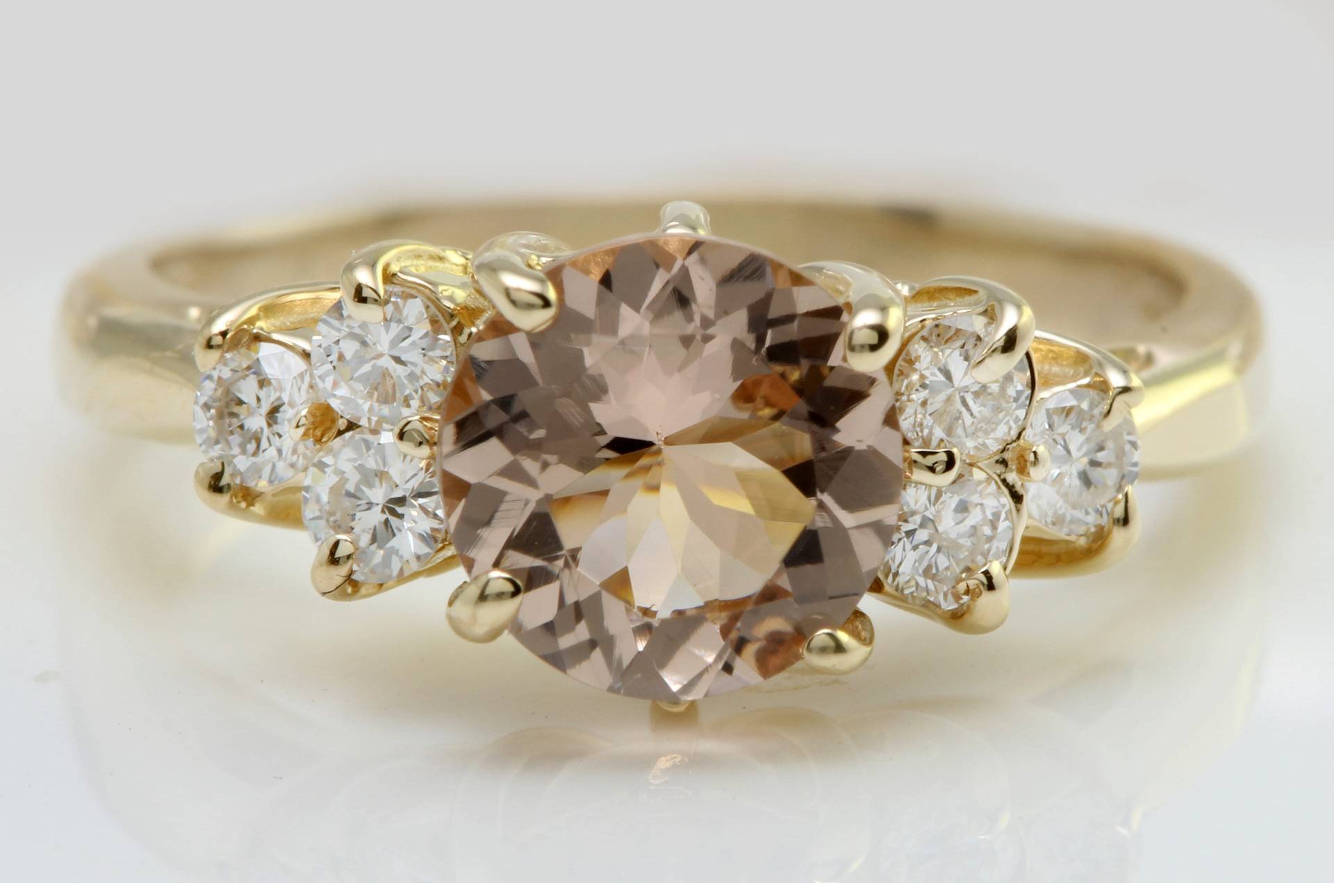 2.00 Karat Natürlicher Pfirsich Morganit Und Diamant 14K Solid Gelbgold Frauen Ring von Saranied81