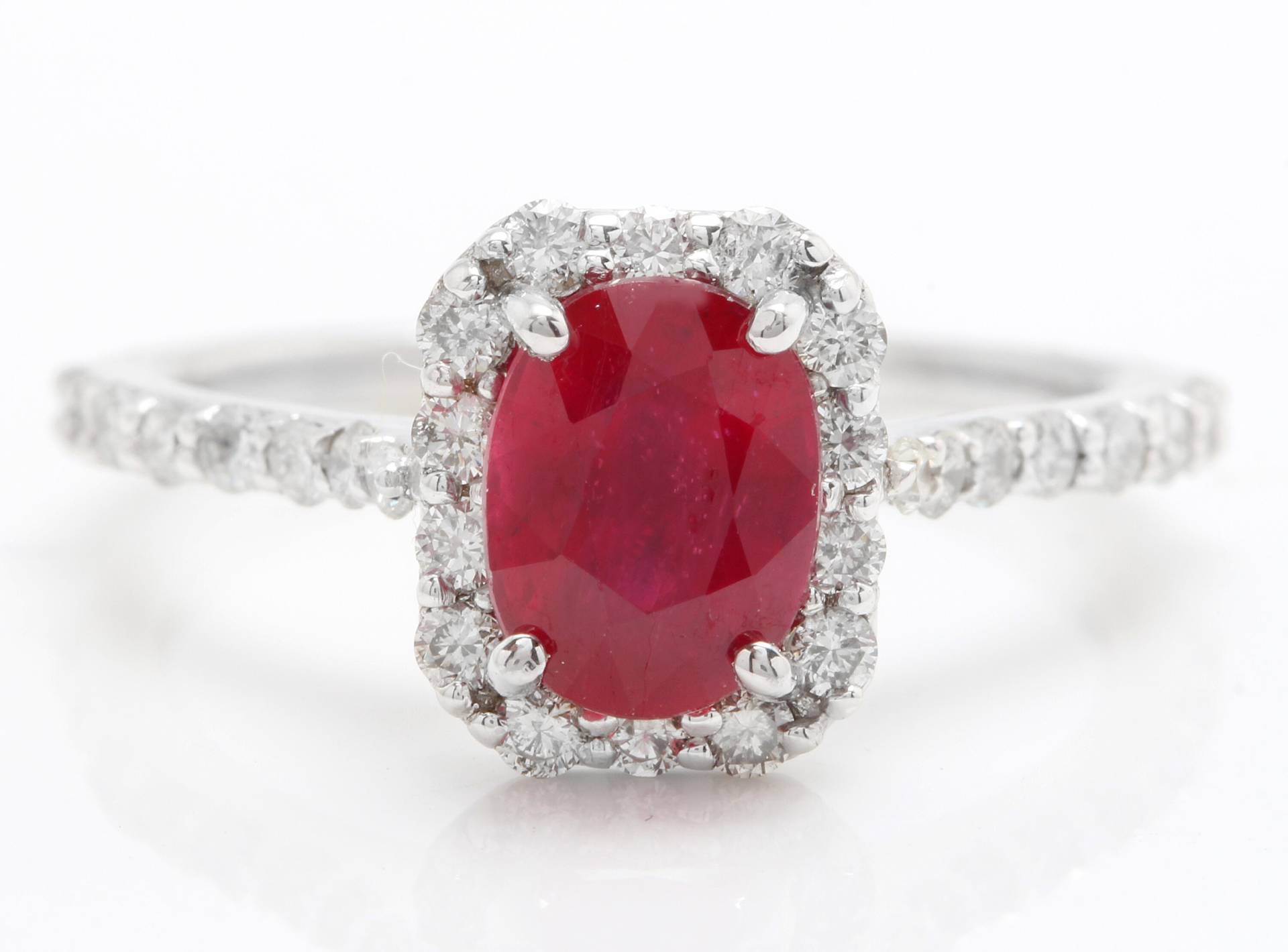 3.30 Karat Natürlicher Roter Rubin Und Diamanten in 14K Massivem Weißgold Ring von Saranied81