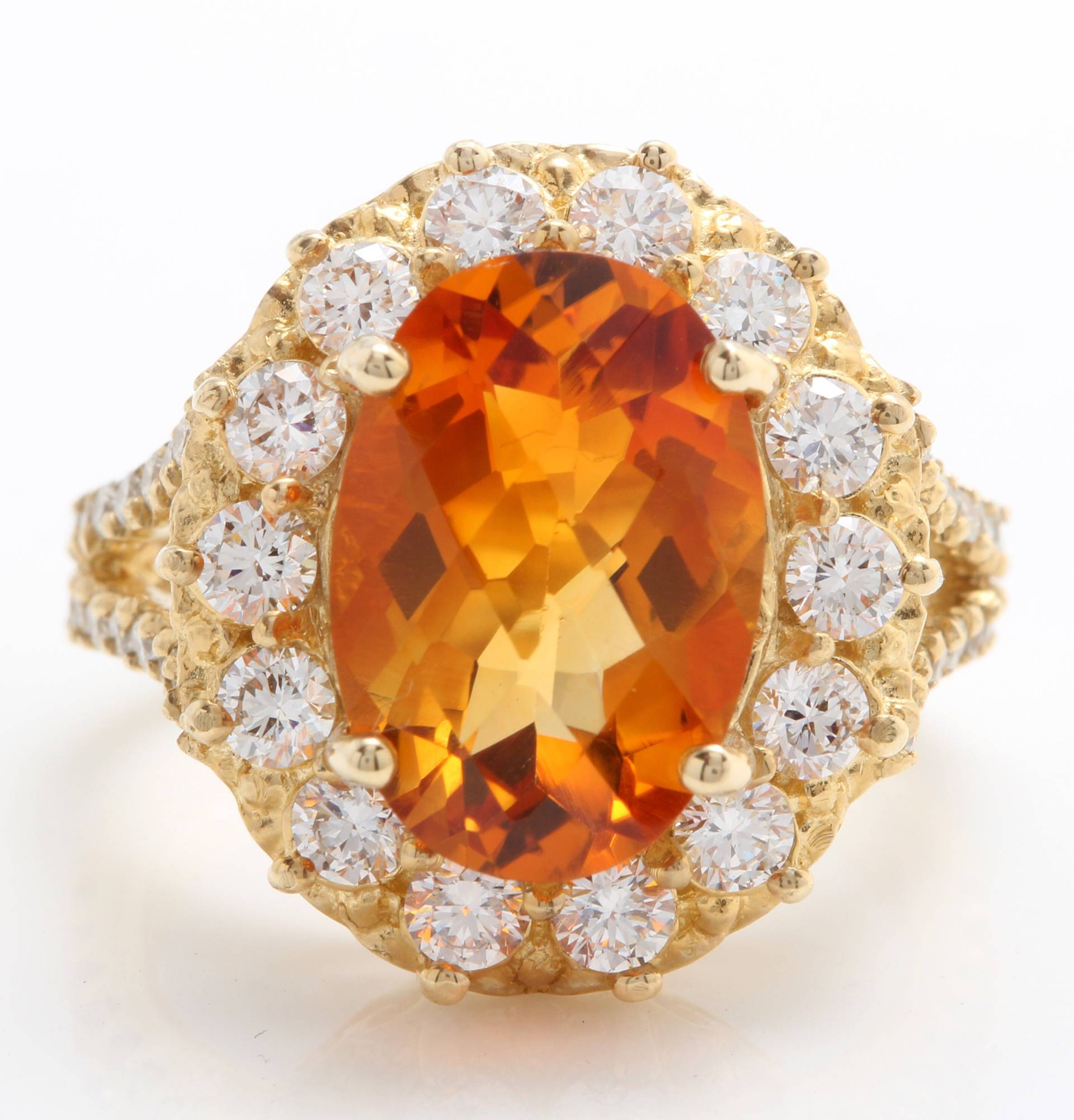 5.31 Karat Natürliche Madeira Citrine Und Diamanten in 14K Gelbgold Ring von Saranied81