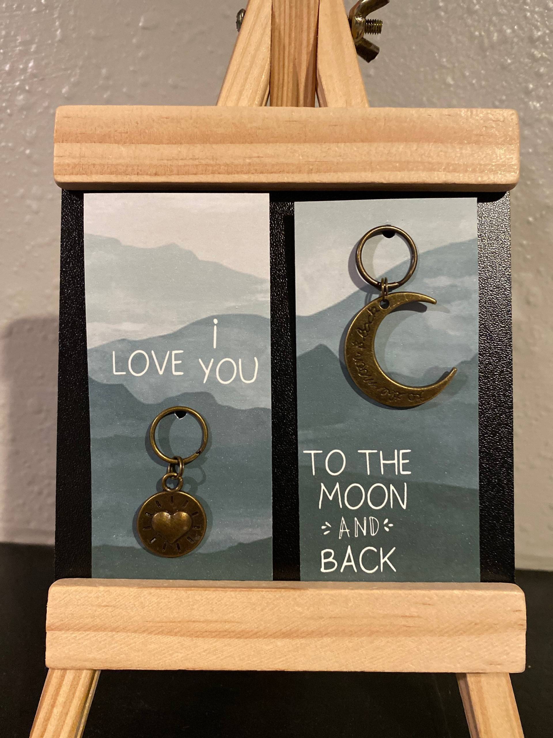 I Love You To The Moon & Back Mond Und Herz Charms Schlüsselanhänger Zipper Pull 2stk Liebe Partner Geschenk Kind Familie von SarasTableCharms19