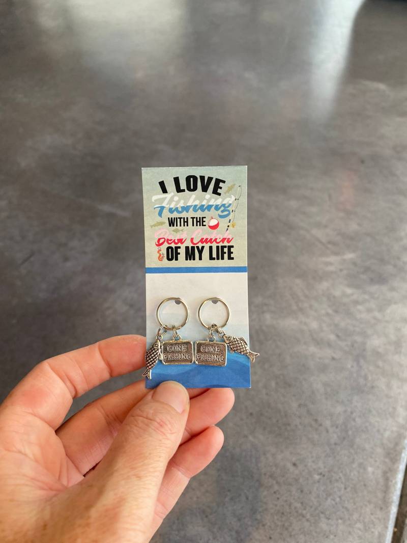 Ich Liebe Angeln Mit Dem Besten Fang Meines Lebens Gone Fishing Charm Keychain Zipper Pull 2Pc Paar Partner Freund Geschenk von SarasTableCharms19
