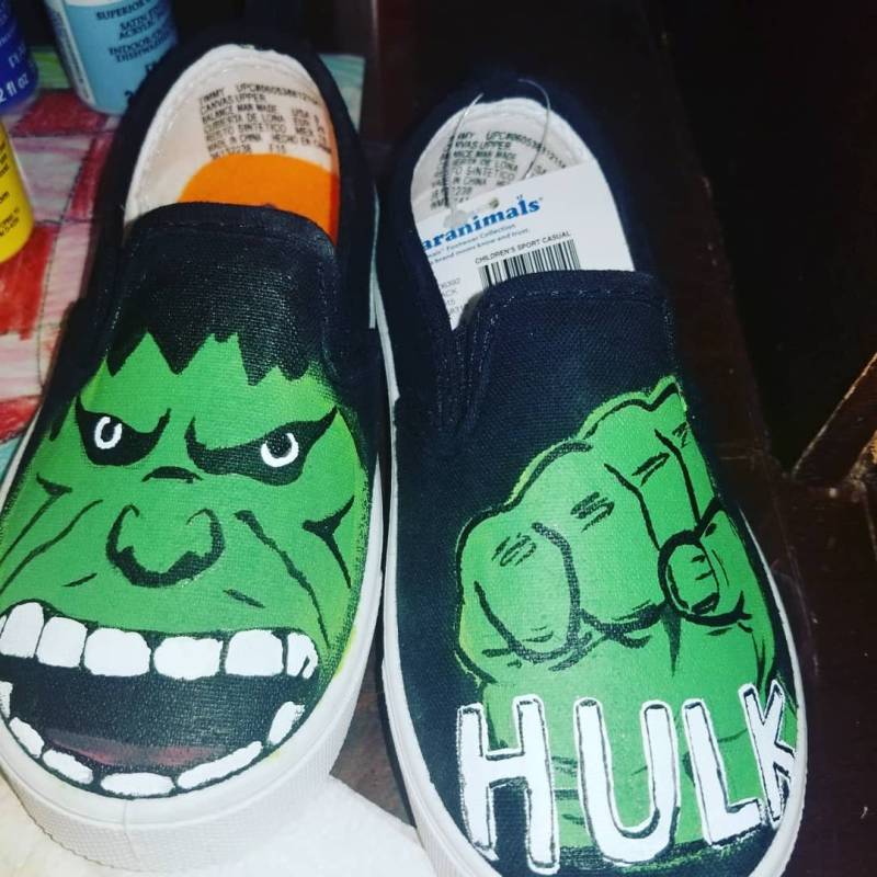 Handbemalter Hulk Schuhe Handbemalter Hulk Schuhe von Sarascustomart