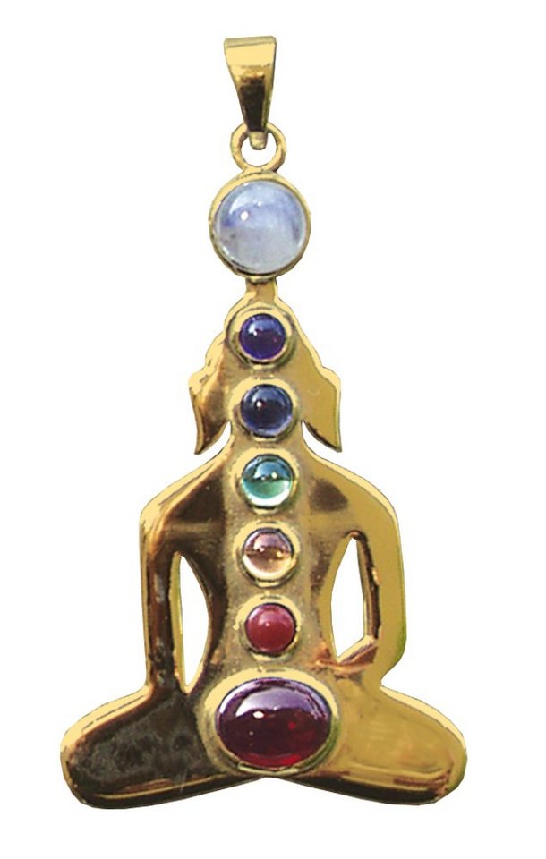 Saraswati Amulett Anhänger "Chakra-Buddha" 7 Halbedelsteine Messing 8,0g von Saraswati