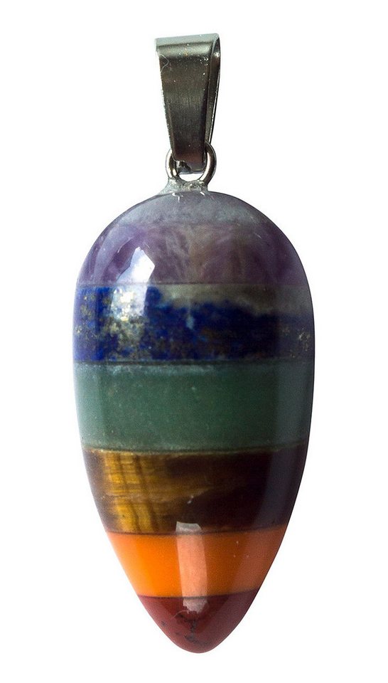 Saraswati Amulett Anhänger Chakra Rainbow Multistone Tropfen 1,5x3cm von Saraswati
