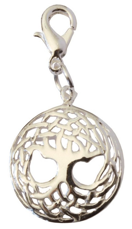 Saraswati Amulett Anhänger Karabiner "Lebensbaum" Messing-versilbert 1,5cm von Saraswati