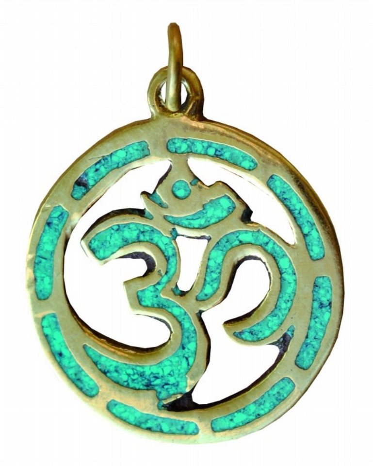 Saraswati Amulett Anhänger "Om im Kreis" grün Messing 3,5cm von Saraswati