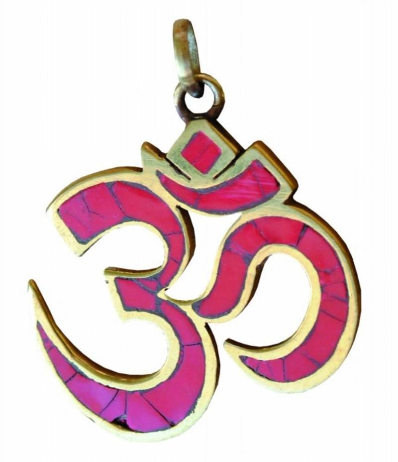 Saraswati Amulett Anhänger "Om" rot Messing 3x4cm von Saraswati