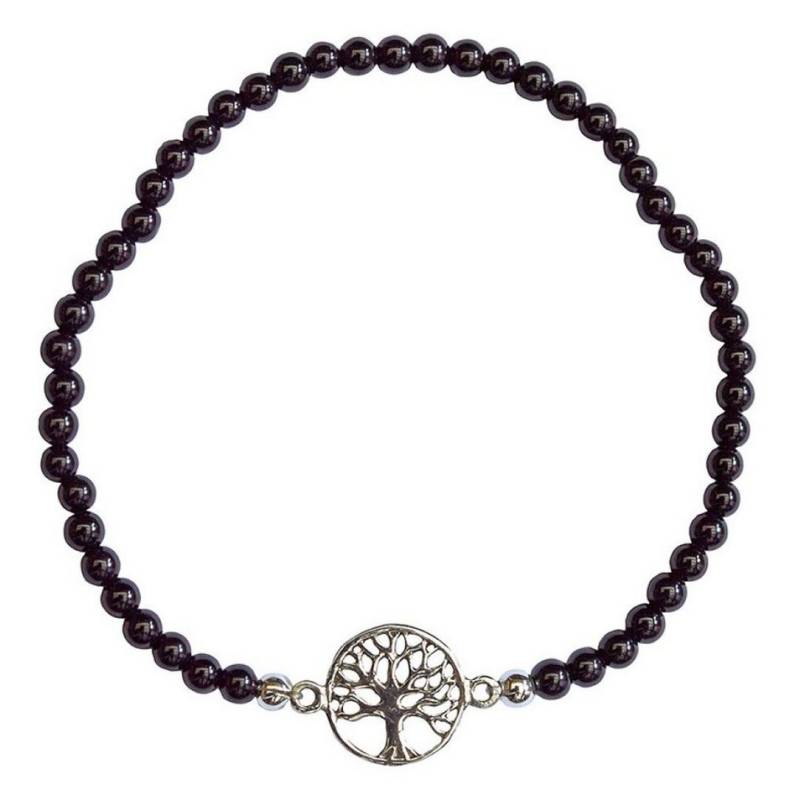 Saraswati Armband Armband "Baum des Lebens" 1,2cm Silber 925 mit Onyx Perlen 6cm elastis von Saraswati