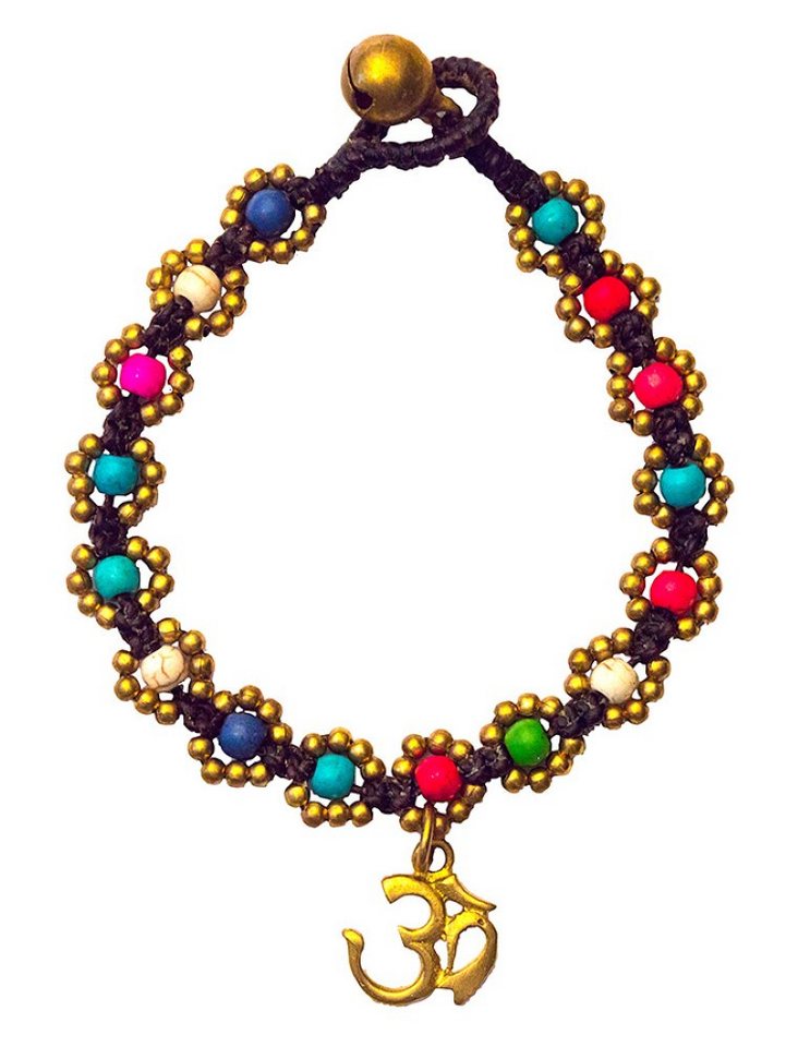 Saraswati Armband Armband "Flower mit Om" bunt, Messing Perlen, 20cm von Saraswati