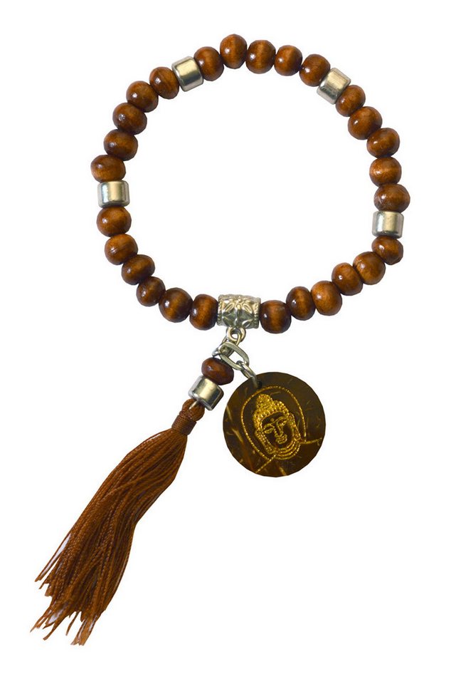 Saraswati Armkette Tikra "Buddha" Holz braun mit 27 Perlen elastisch Ø 6cm von Saraswati