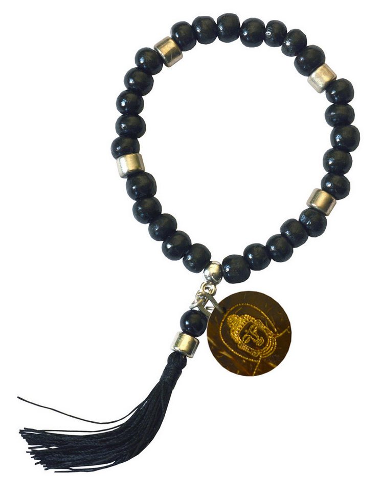 Saraswati Armkette Tikra "Buddha" Holz schwarz mit 27 Perlen, elastisch Ø 6cm von Saraswati