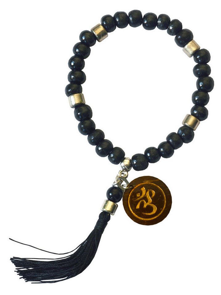 Saraswati Armkette Tikra "Om" Holz schwarz mit 27 Perlen elastisch Ø 6cm von Saraswati