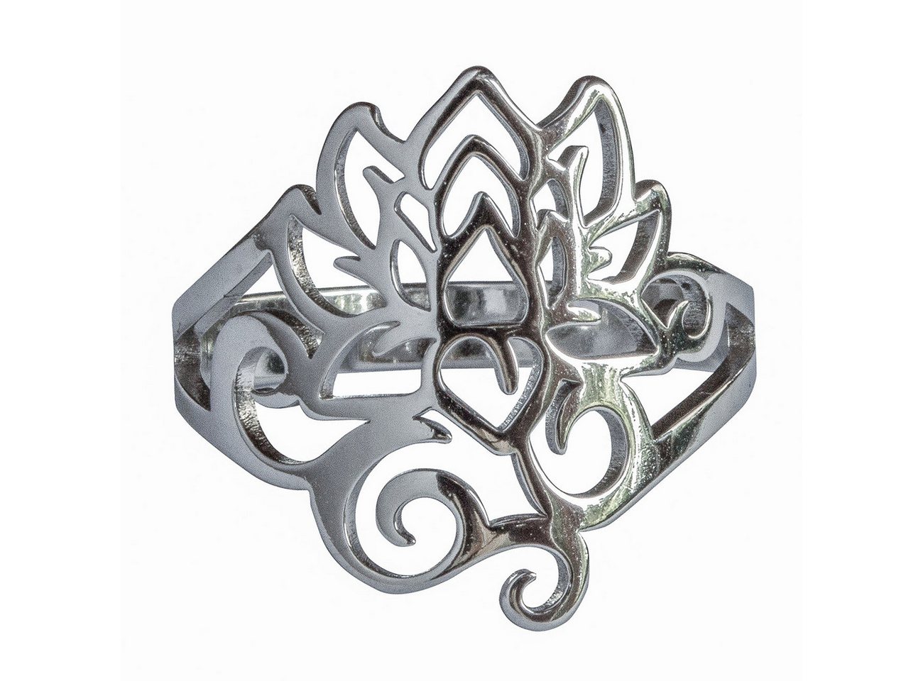Saraswati Fingerring Ring "Om Lotus" (2,5cm) Edelstahl offen verstellbar von Saraswati
