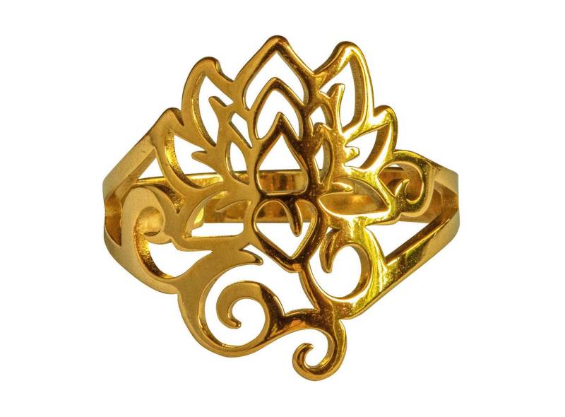 Saraswati Fingerring Ring "Om Lotus" (2,5cm) Edelstahl vergoldet offen verstellbar von Saraswati