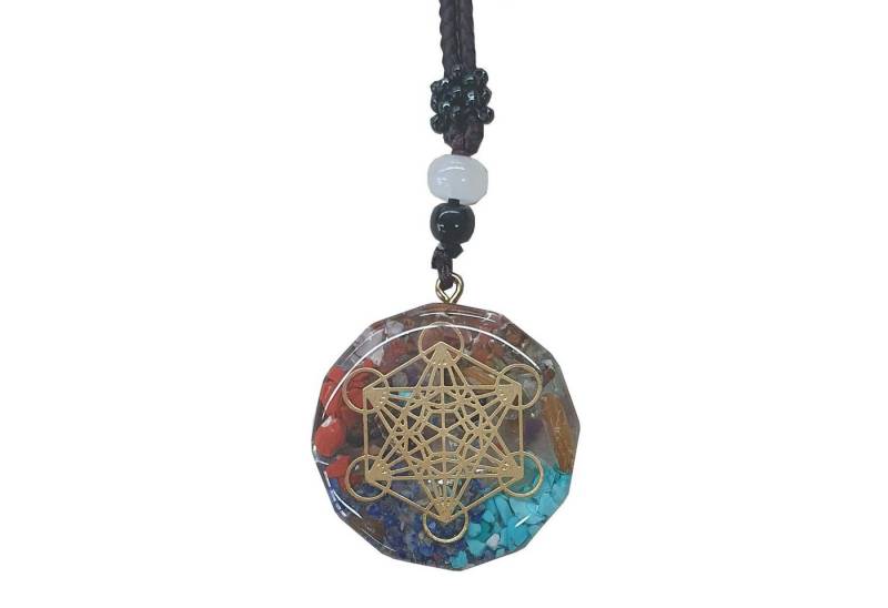 Saraswati Kette mit Anhänger Halskette Orgone "Metatron" Edelsteine 4cm mit 30cm langem Nylonband von Saraswati