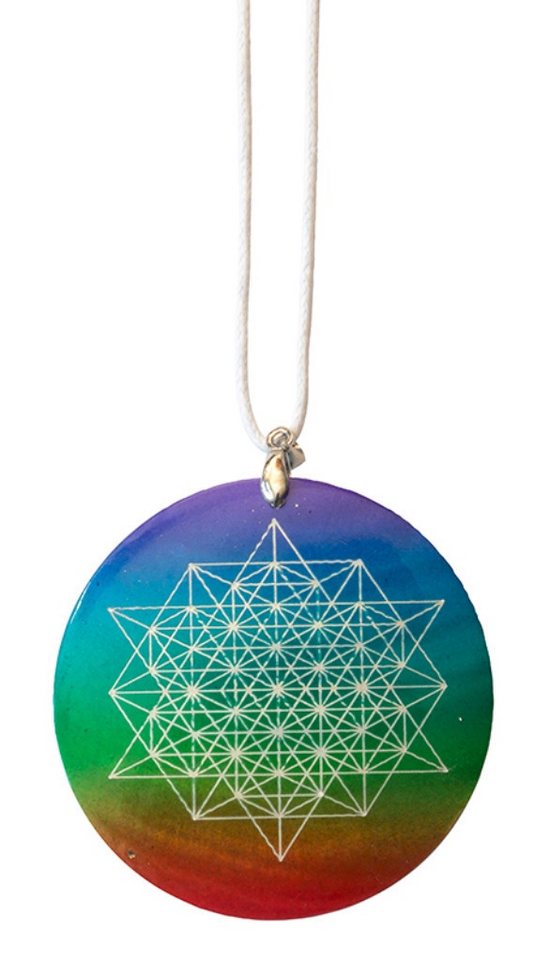 Saraswati Kette mit Anhänger Halskette "Stern Tetraeder" Muschel Airbrush rainbow 5cm von Saraswati
