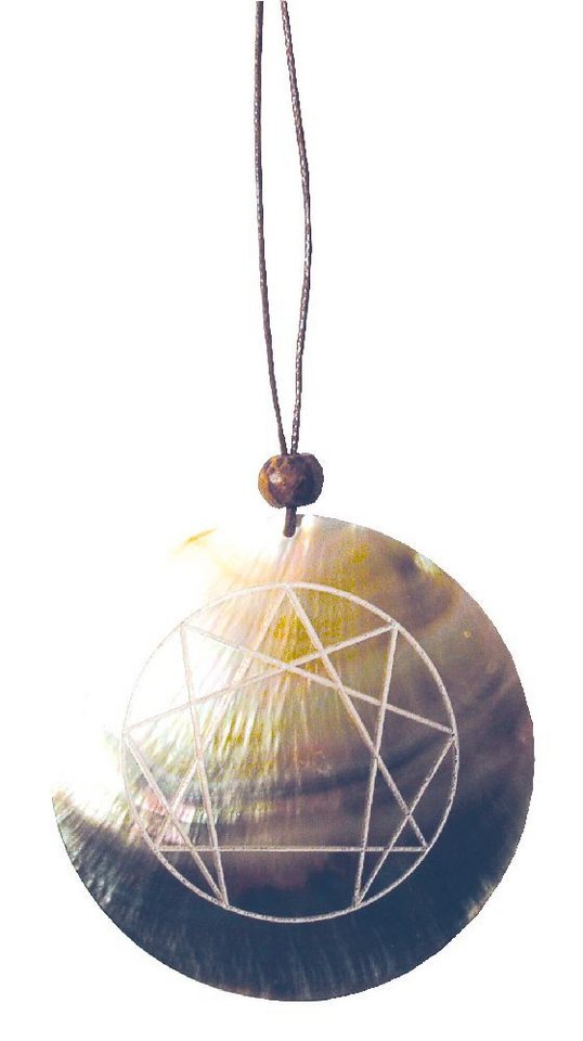 Saraswati Kette mit Anhänger Muschelschmuck mit Gravur "Enneagramm" 6cm von Saraswati