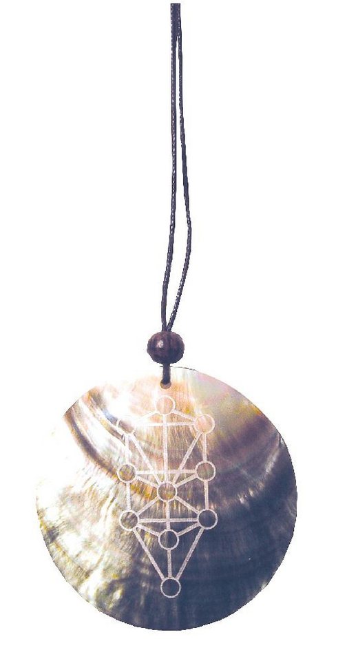 Saraswati Kette mit Anhänger Muschelschmuck mit Gravur "Kabbalah-Lebensbaum" 6cm von Saraswati