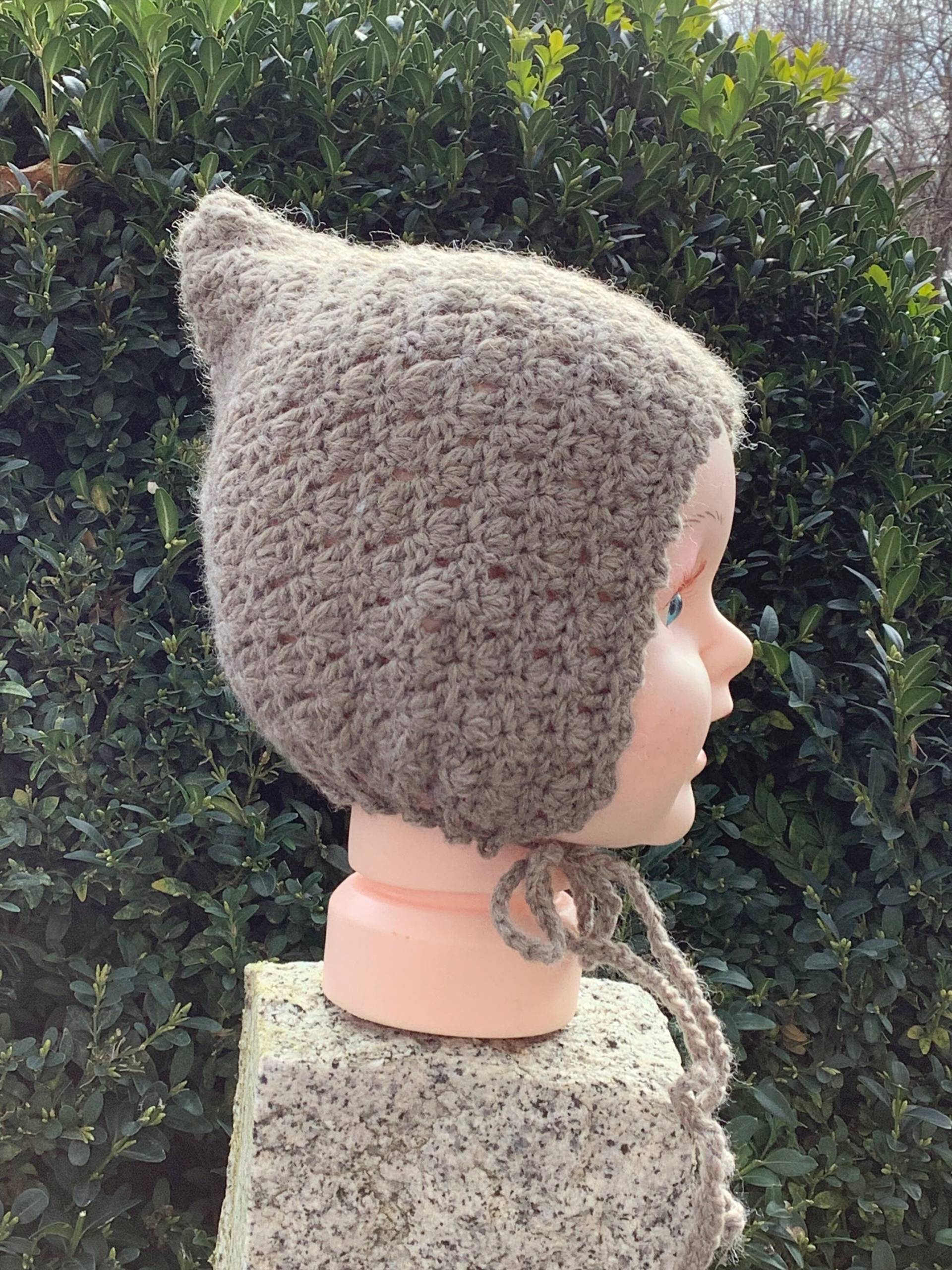 Bonnet „Aurikelchen" Zwergenmütze 6-12Mon Piximütze Häkelmütze Natursand von SaraundOnsiFilzerei