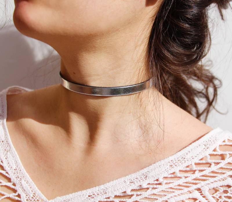 Geschenk Weihnachten Frau - Leder Ras Silber 10 Mm Kragen von Sarayana