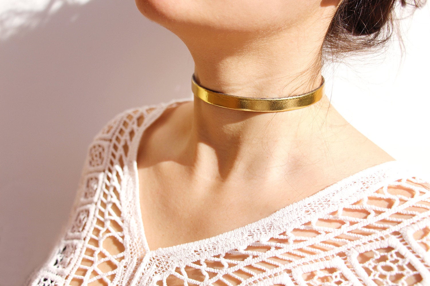 Geschenk Weihnachten Frau - Ras Gold 10 Mm Leder Halskrause Geschenk Weihnachten Frau - Ras Gold 10 Mm Leder Halskrause von Sarayana