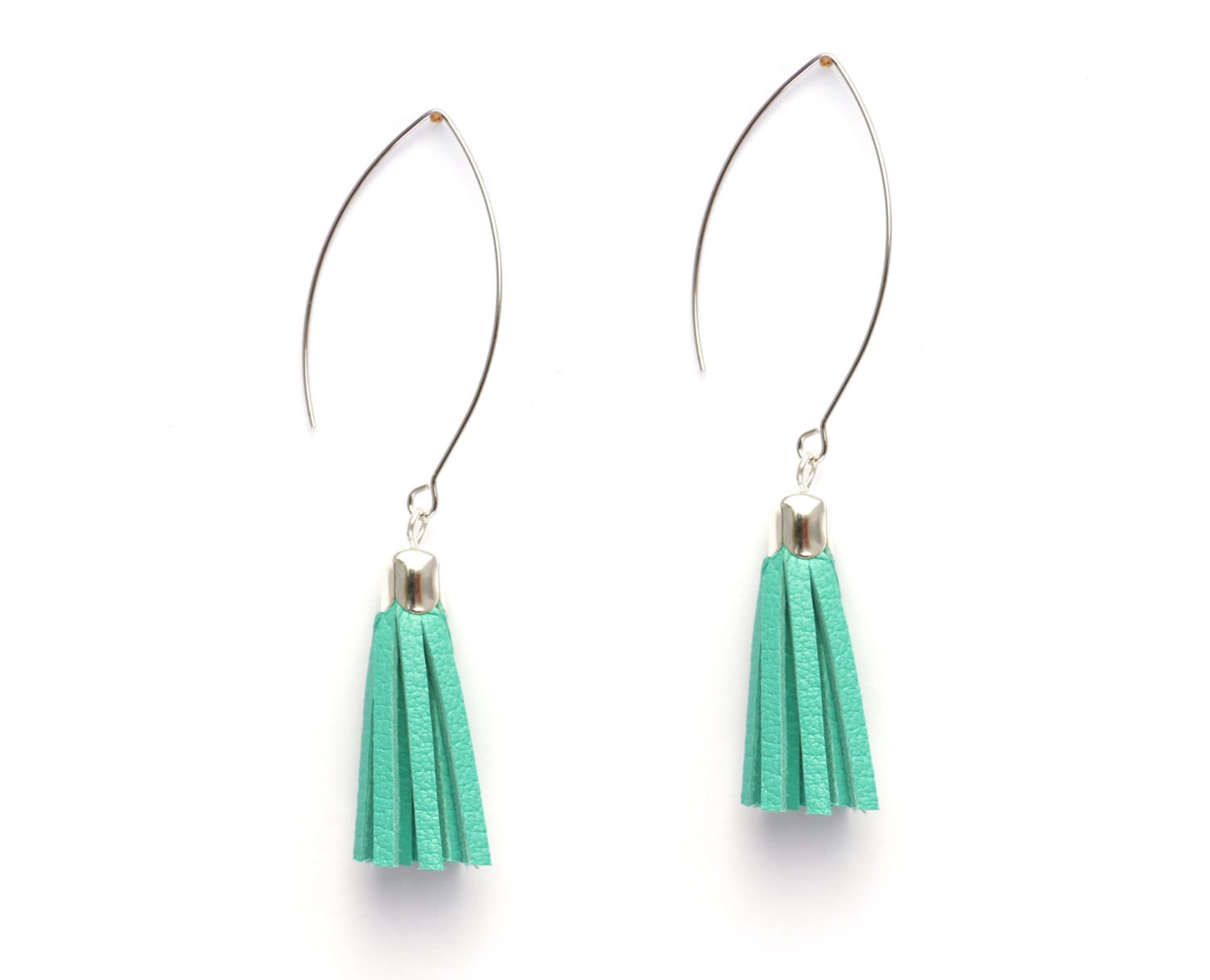 Ohrringe "Gipsy" - Pompons Aus Echtem Leder Fransen Mint Lange Silber Vergoldet Ohrbügel Bohemian-Chic Ohrringe "Gipsy" - Pompons Aus Echtem Leder Fransen Mint Lange Silber Vergoldet Ohrbügel Bohemian-Chic von Sarayana