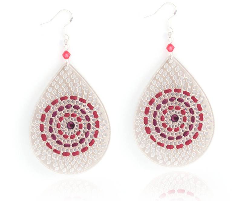 Ohrringe - Silber Creolen Lila Pflaume/Lila Strass Swarovski Große Leder Für Ohr Tropfen Ohrringe - Silber Creolen Lila Pflaume/Lila Strass Swarovski Große Leder Für Ohr Tropfen von Sarayana