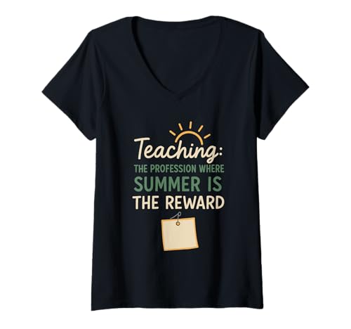 Damen Teacher Burnout Funny Erschöpfter Pädagoge Ende des Jahres T-Shirt mit V-Ausschnitt Damen Teacher Burnout Funny Erschöpfter Pädagoge Ende des Jahres T-Shirt mit V-Ausschnitt von Sarcasm Faculty Lounge Teacher Life Quote Humor