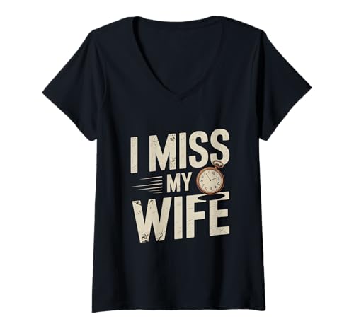 Damen Vintage Lustig Ehemann Ehefrau Humor Menschen Lustig I Miss My Wife T-Shirt mit V-Ausschnitt Damen Vintage Lustig Ehemann Ehefrau Humor Menschen Lustig I Miss My Wife T-Shirt mit V-Ausschnitt von Sarcasm Husband Quotes Funny I Miss My Wife Shirt