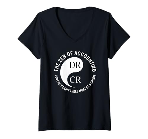 Damen Lustiger Zen der Buchhaltung Spruch Debit Credit Balance Sarcasm T-Shirt mit V-Ausschnitt von Sarcastic Accountant Joke Retro Finance Humor Gag