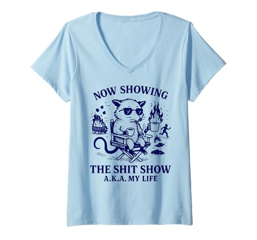 Damen Possum Director Life Chaos Lustig Sarkastisch T-Shirt mit V-Ausschnitt Damen Possum Director Life Chaos Lustig Sarkastisch T-Shirt mit V-Ausschnitt von Sarcastic Animal Chaos Humor Apparel