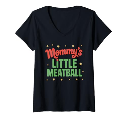 Damen Lustiger Kleiner Fleischbällchen für Mama, süßer Familienhumor, Damen und Herren T-Shirt mit V-Ausschnitt Damen Lustiger Kleiner Fleischbällchen für Mama, süßer Familienhumor, Damen und Herren T-Shirt mit V-Ausschnitt von Sarcastic Baby Toddler Mom Parenting Joke Italian