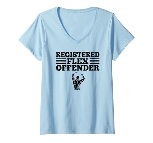 Damen Bodybuilding Gym Lover Workout Registrierter Flex Offender T-Shirt mit V-Ausschnitt Damen Bodybuilding Gym Lover Workout Registrierter Flex Offender T-Shirt mit V-Ausschnitt von Sarcastic Bodybuilding Flex Workout Gym Meme Gift