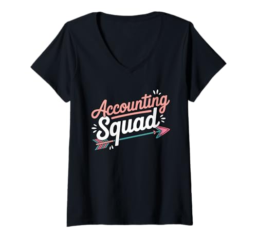 Damen Lustiges Buchhaltungs-Squad Spruch Humor Finance Team Frauen Männer T-Shirt mit V-Ausschnitt von Sarcastic Bookkeeper Retro Style Numbers Crew